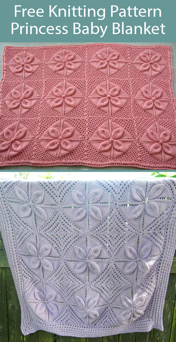 Free Knitting Pattern for Princess Pram Cover Baby Blanket
