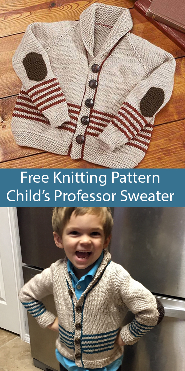 Free Knitting Pattern for Professor Sweater for Toodlers and Children