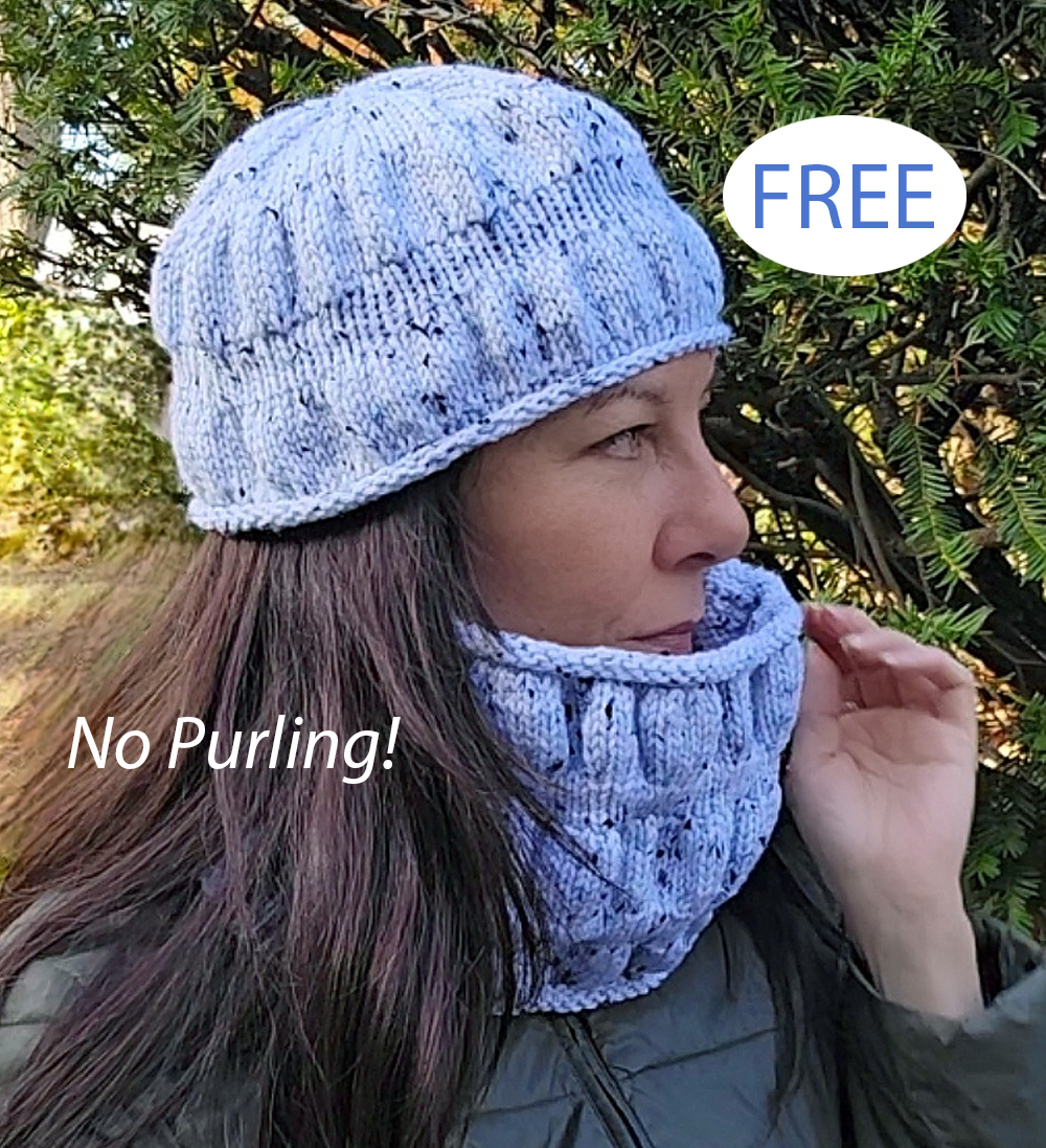 Pucker Pop Cowl and Hat Free Knitting Pattern
