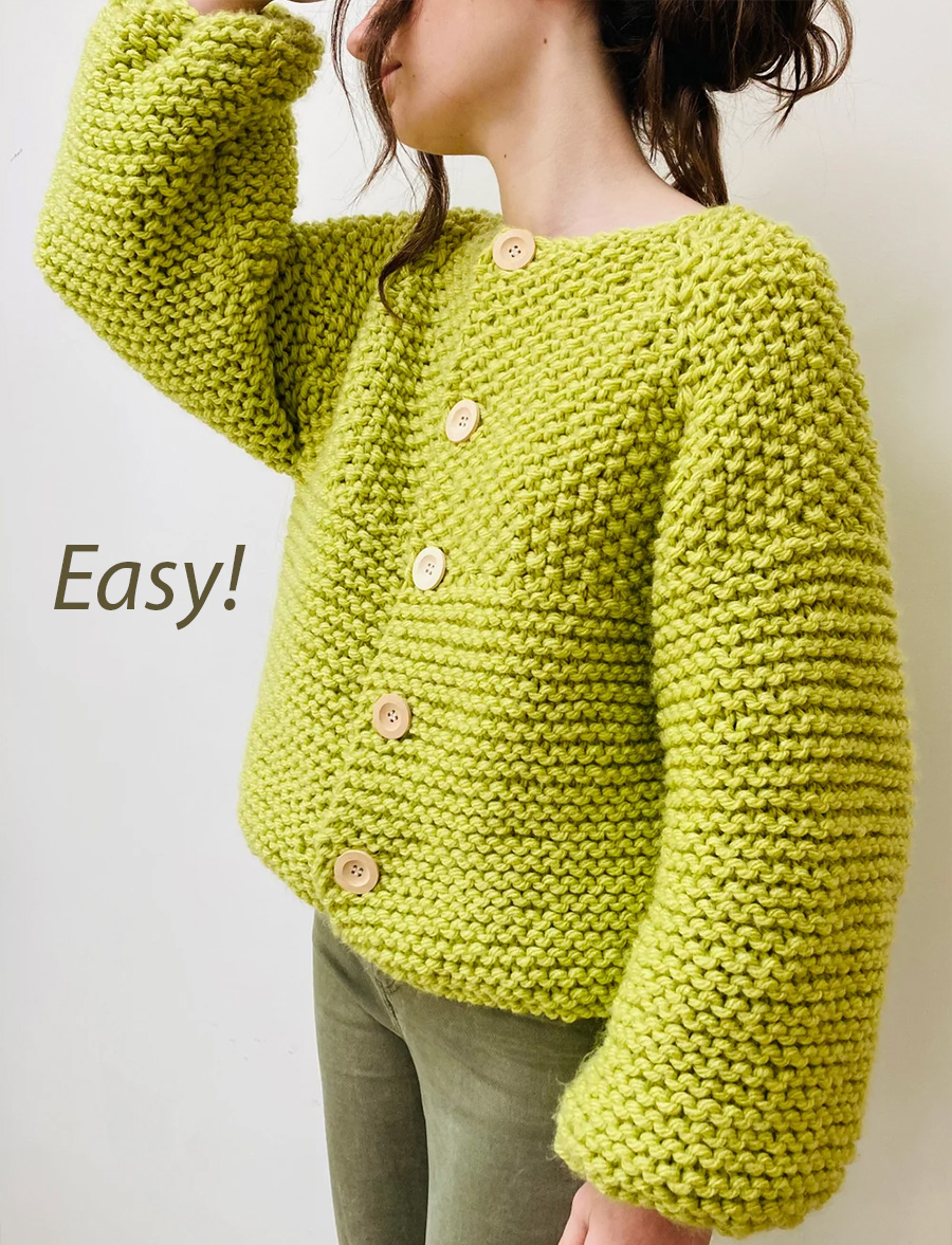 Easy Puff Cardigan Knitting Pattern