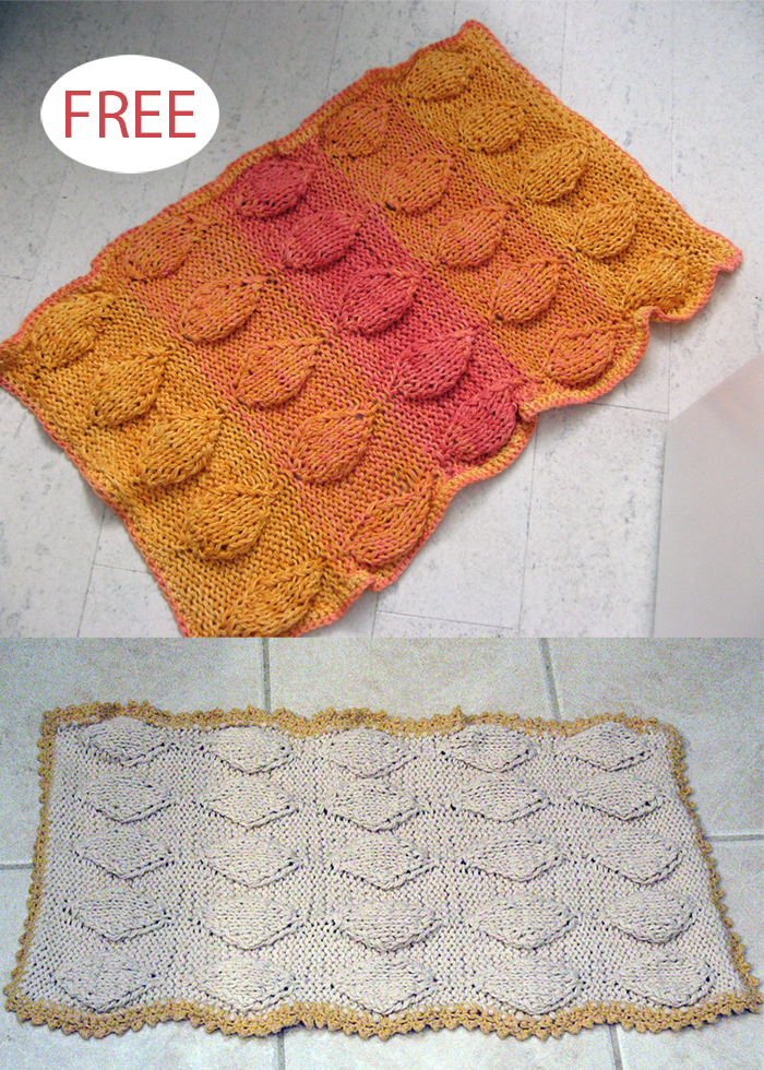Free Knitting Pattern for Puffy Diamonds Bath Mat