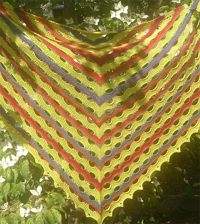 Free Puka Puka Shawl Colorful Shawl Knitting Pattern