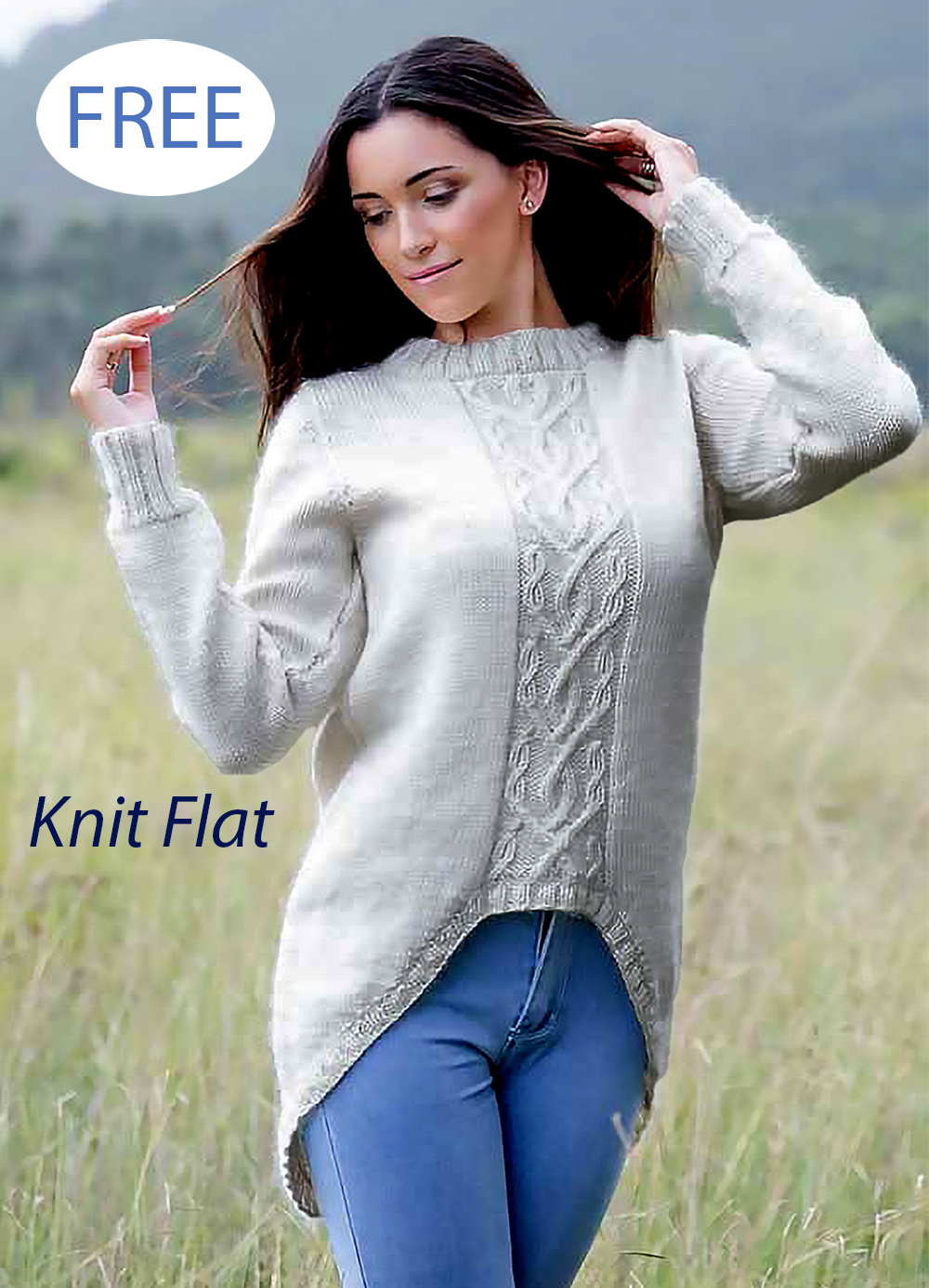 Free Pullover with Cable Center Detail Sweater Knitting Pattern