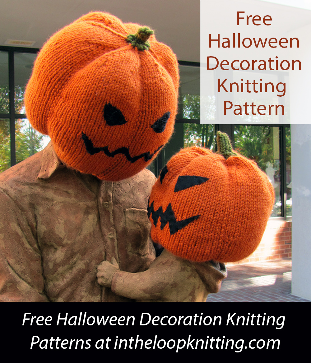 Free Halloween Pumpkin Head Decoration Knitting Pattern
