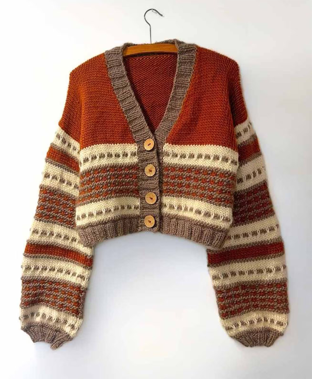 Pumpkin Spice Crop Cardigan Knitting Pattern