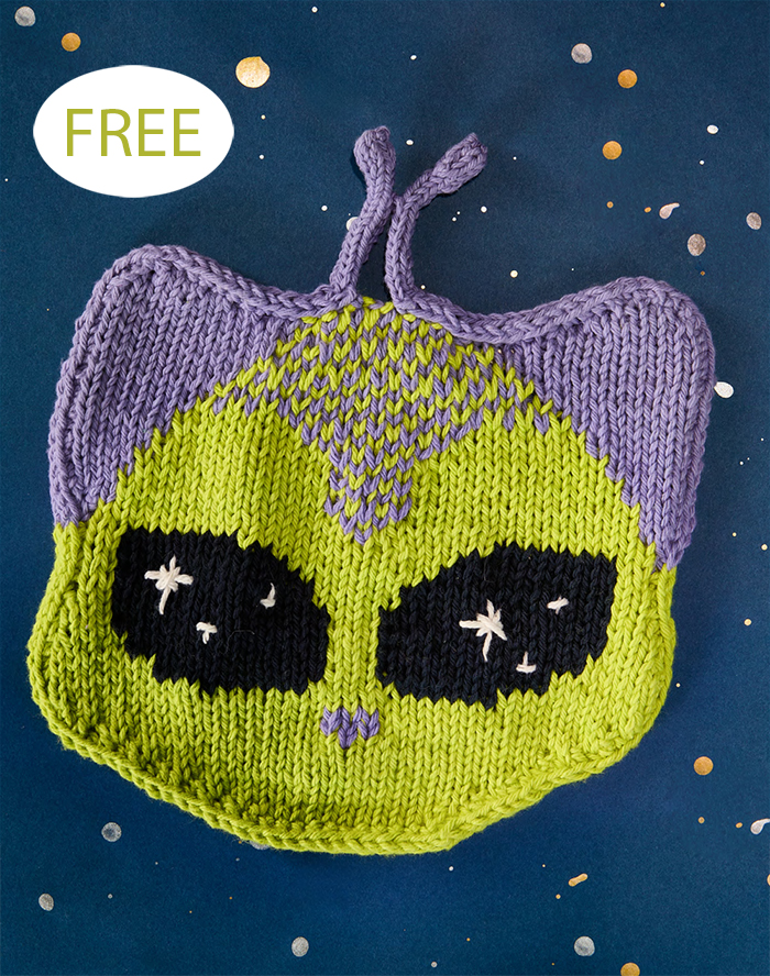 Free Purr-anormal Activity Alien Cat Dishcloth Space Knitting Pattern