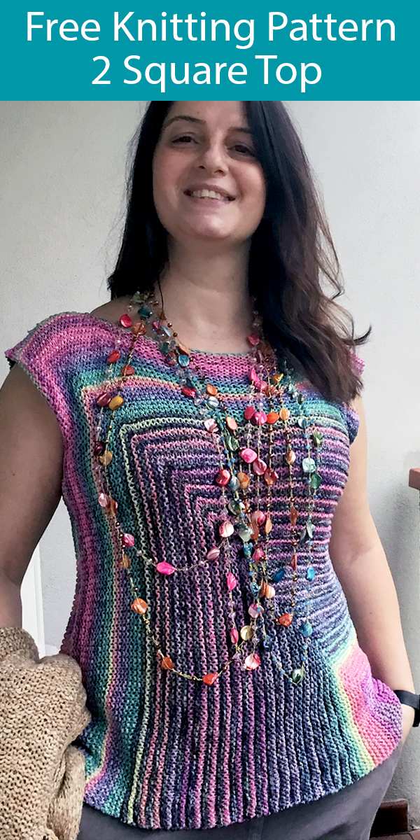 Free Knitting Pattern for 2 Square Tee Top