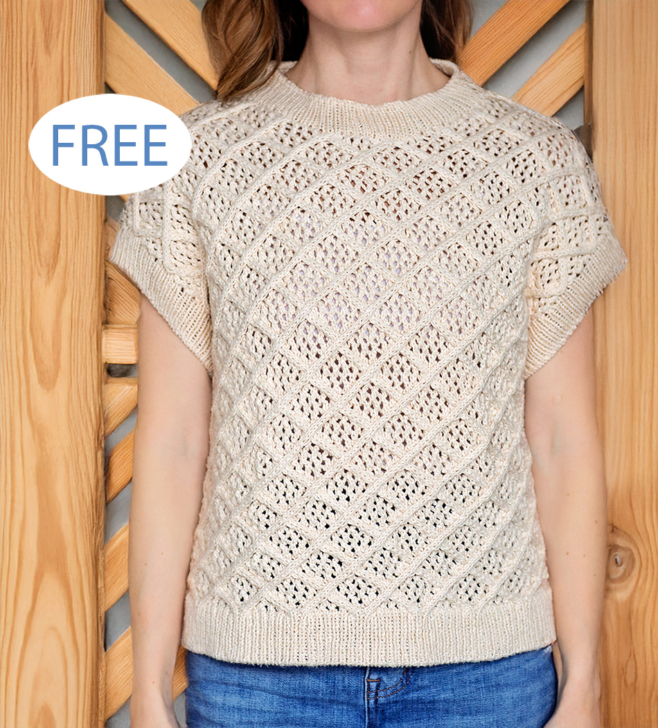 Free Quartz T-shirt Diamond cable Knitting Pattern