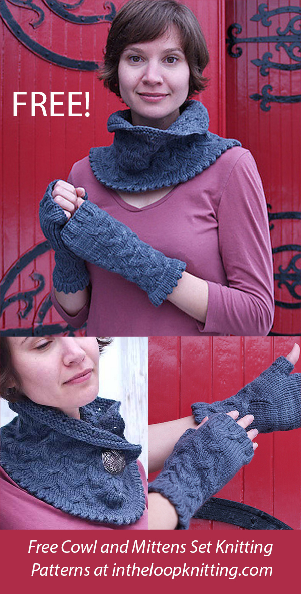 Free Cowl and Fingerless Gloves Knitting Pattern Queen of Shadows