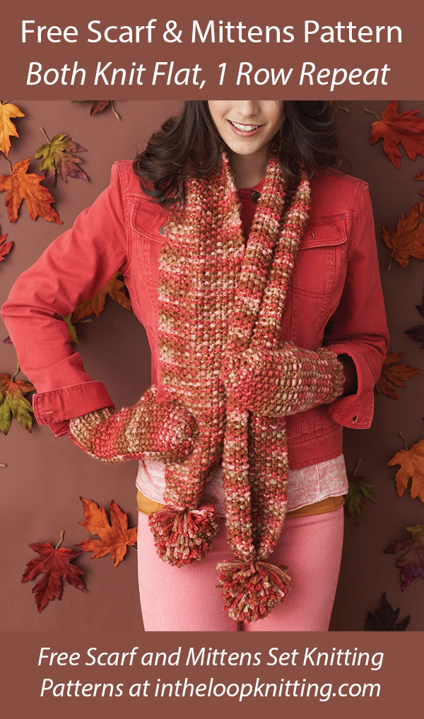Free Scarf and Mitts Knitting Pattern Quick and Cozy Set 
