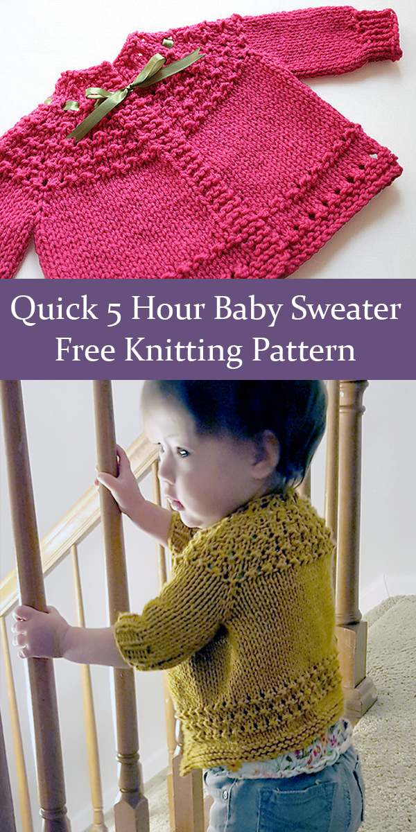 Easy One Piece Baby Sweater Knitting Patterns - In the Loop Knitting