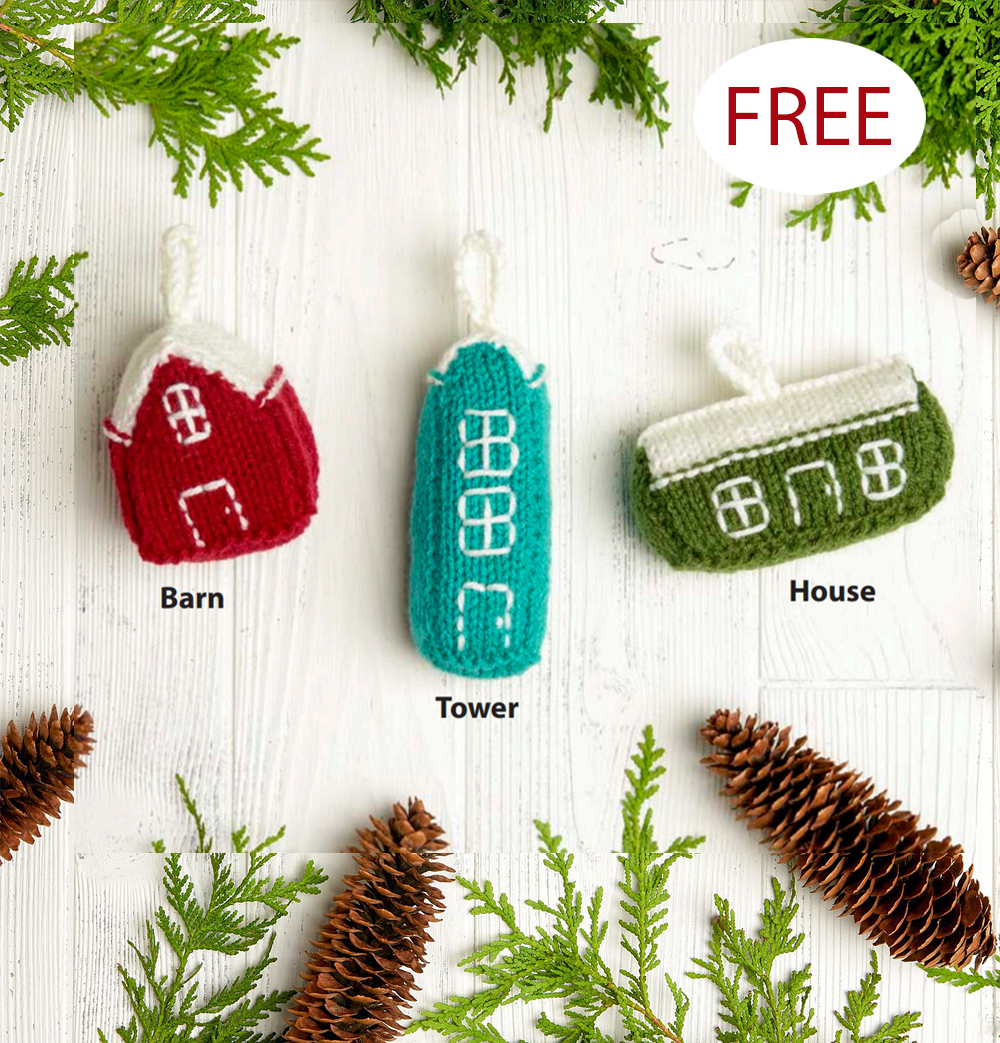 Free Christmas Quiet Village Knit Ornaments knitting patterns