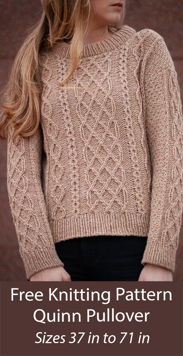 Free Sweater Knitting Pattern Cable Quinn Pullover Jumper