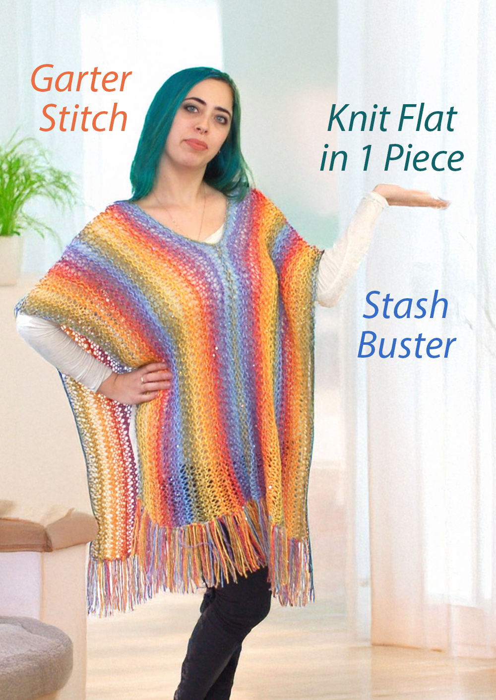 Free Radiant Rainbow Poncho Knitting Pattern