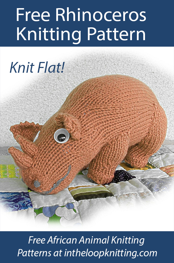 Free Rhinoceros Knitting pattern Rafiki the Rhino Toy