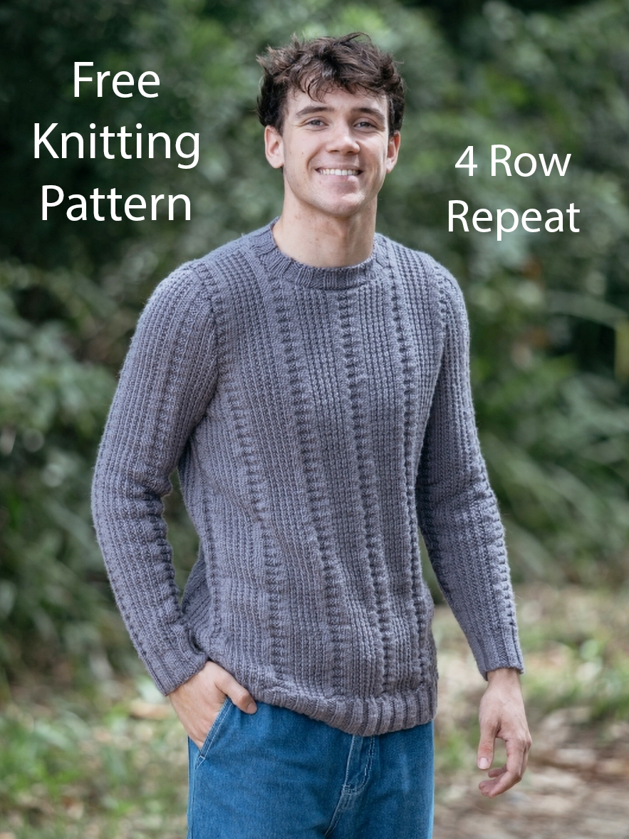 Railway Pullover Free Knitting Pattern 4 Row Repeat