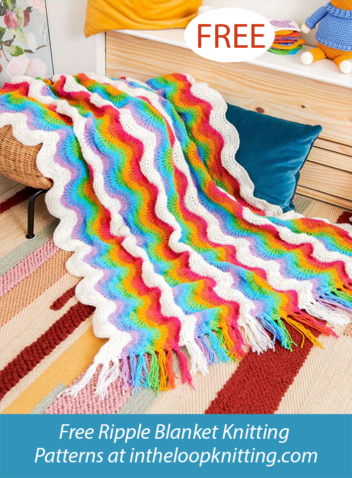 Free Rainbow and Clouds Blanket Knitting Pattern