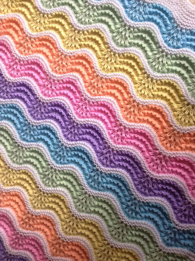 Free Knitting Pattern for Pastel Rainbow Baby Blanket