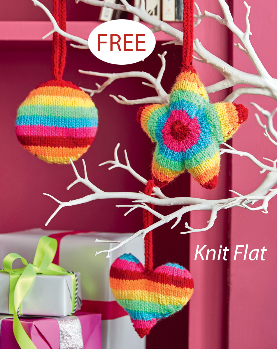 Free Christmas Rainbow Ornaments knitting patterns