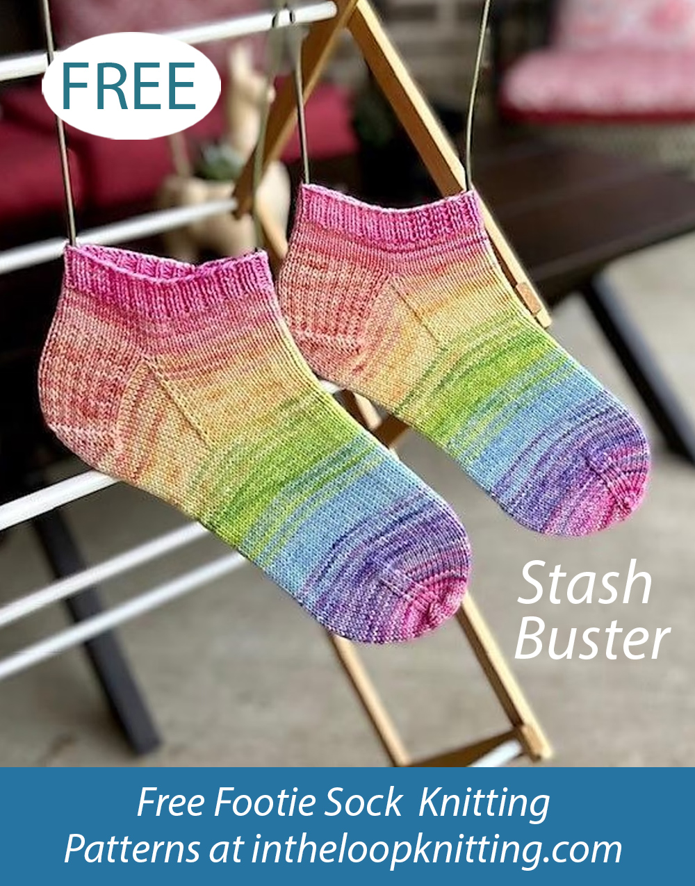 Free Rainbow Fade Shortie Socks Knitting Pattern