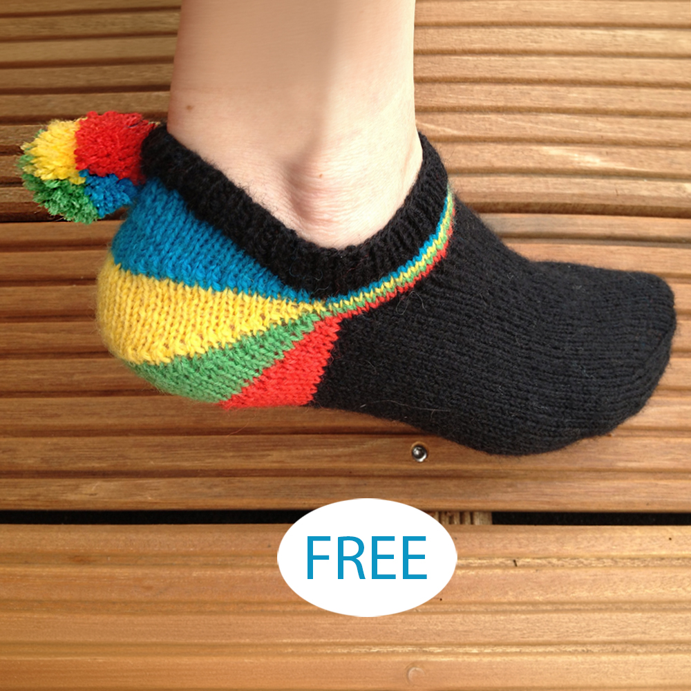 Free Rainbow Heel Sneaker Socks Shortie Footie Socks Knitting Pattern