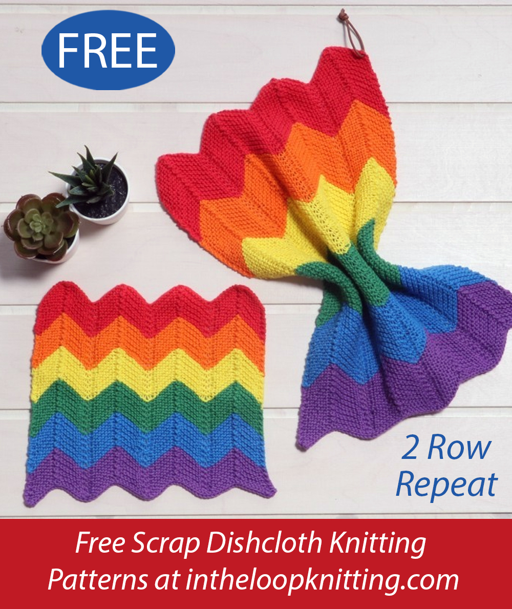 Free Rainbow Dishcloth Kitchen Set Knitting Pattern Scrap Yarn