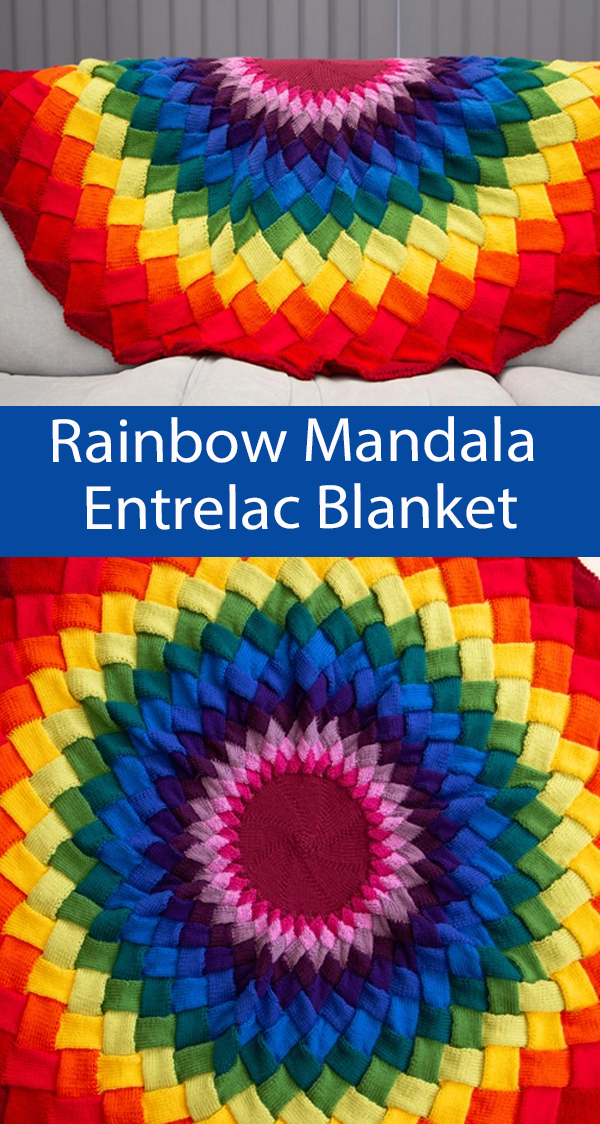 Blanket Knitting Pattern Rainbow Mandala Entrelac Blanket