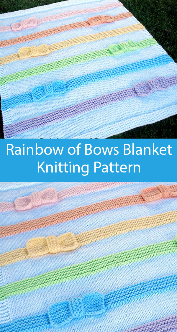 Baby Blanket Knitting Pattern Rainbow of Bows Blanket
