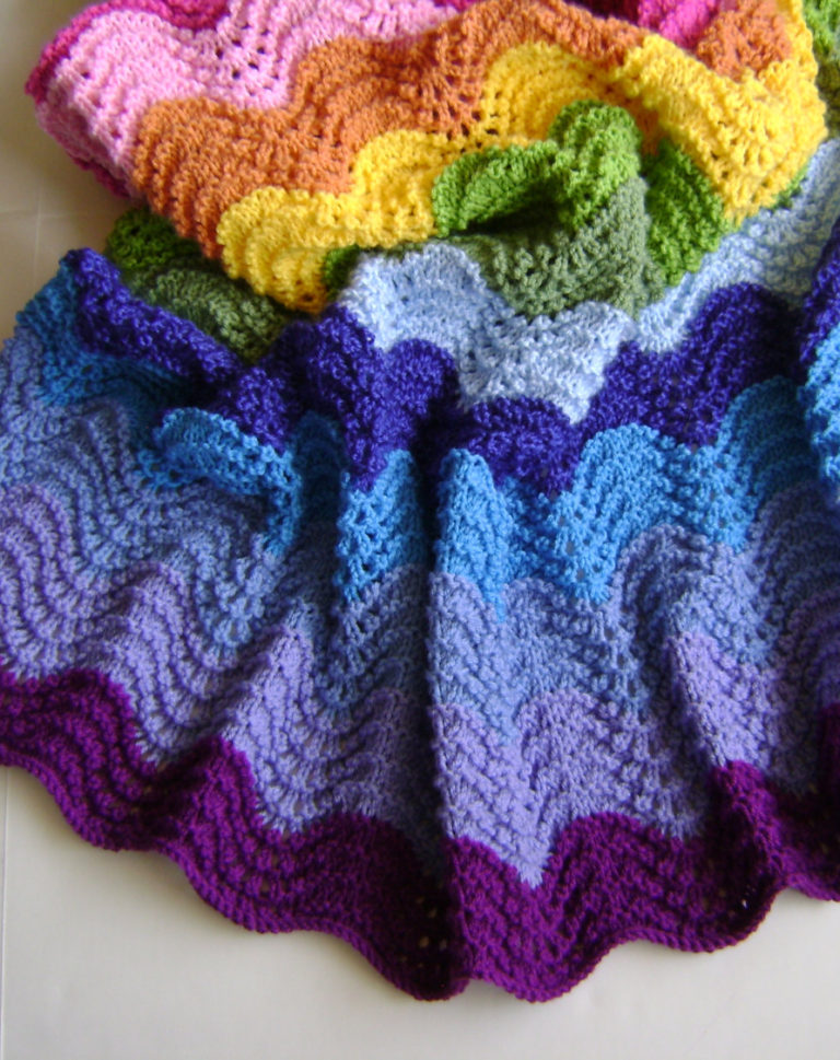Knitting Pattern for Technicolor Waves Blanket