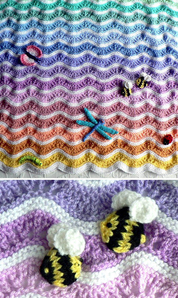 Knitting Pattern for Rainbow Ripples Buggy Blanket