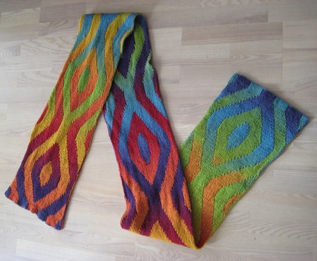 Free knitting pattern for Rainbow Scarf and more colorful scarf knitting patterns
