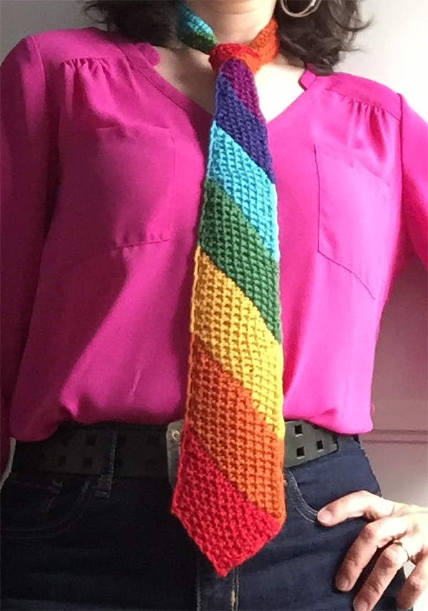Free Knitting Pattern for Rainbow Tie