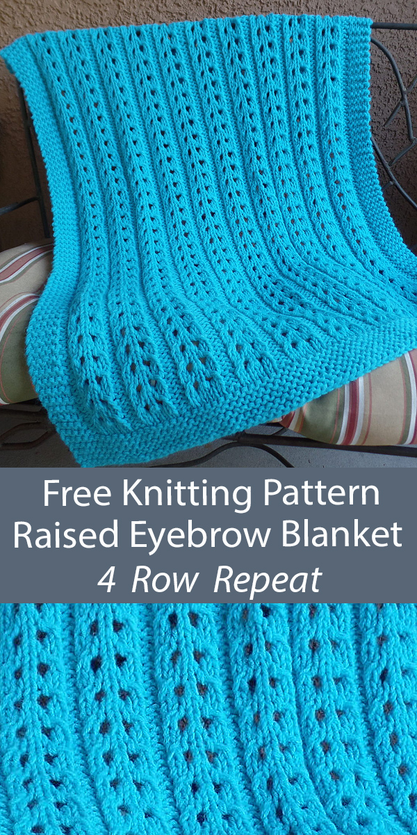 Free Blanket Knitting Pattern Raised Eyebrow Lap Blanket 4 Row Repeat