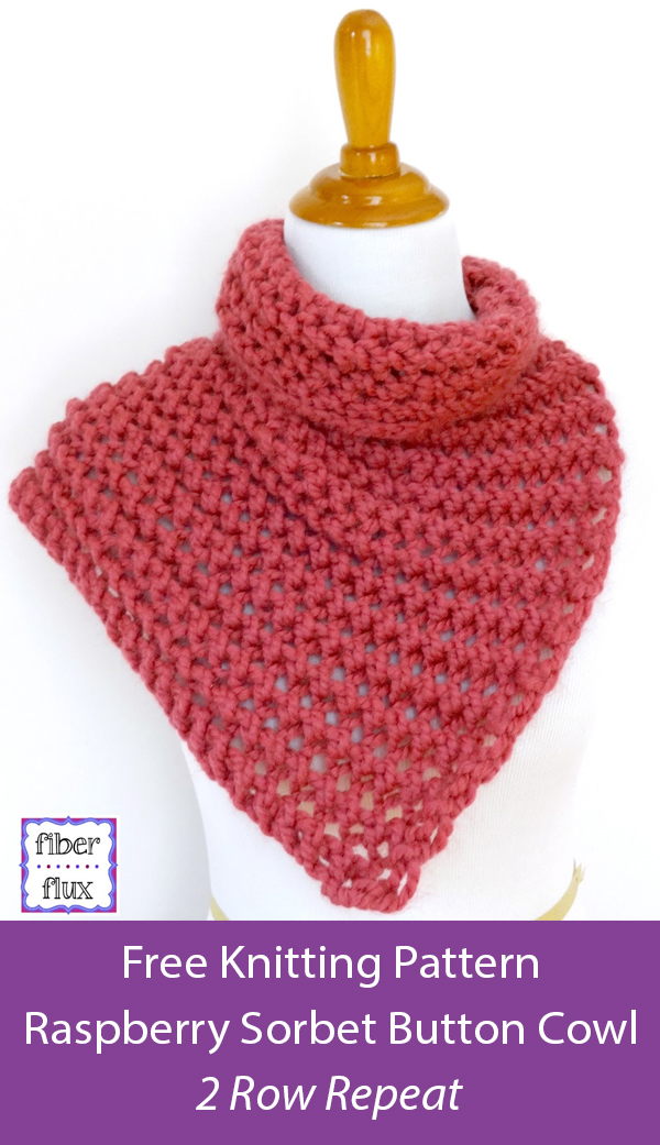 Free Cowl Knitting Pattern Raspberry Sorbet Button Cowl Easy 2 Row Repeat