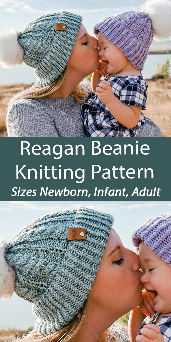 Hat Knitting Patterns Reagan Beanie Sizes Newborn, Infant, Adult