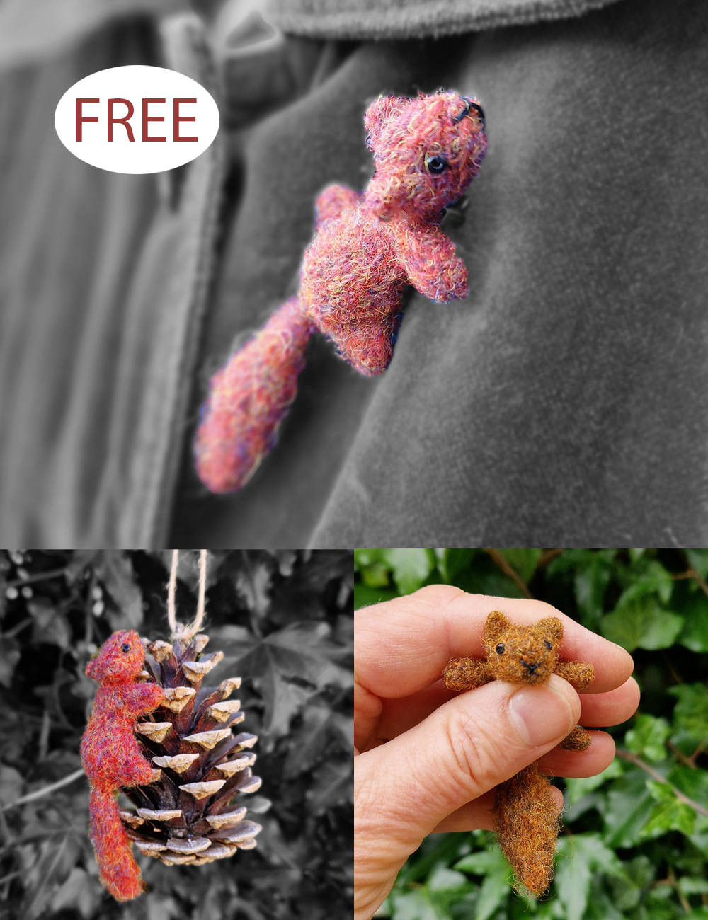 Free Knitting Pattern Red Squirrel Brooch