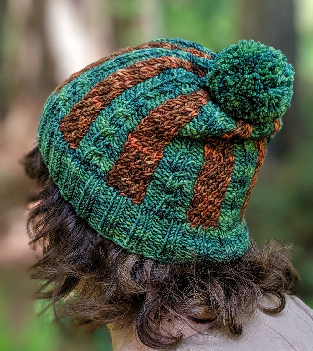 Free Redwood National Park Beanie  slouchy hat knitting pattern great for multi color yarn