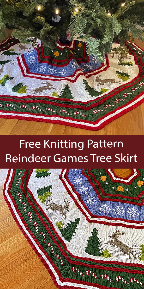 Free Christmas Knitting Pattern Reindeer Games Tree Skirt