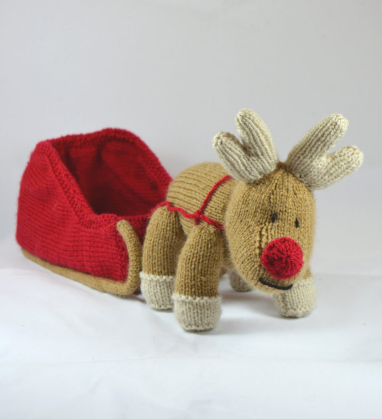 Knitting Pattern for Reindeer and Sleigh