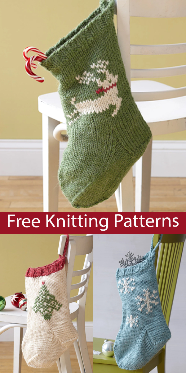 Free Christmas Stocking Knitting Patterns Tree, Reindeer, Snowflakes