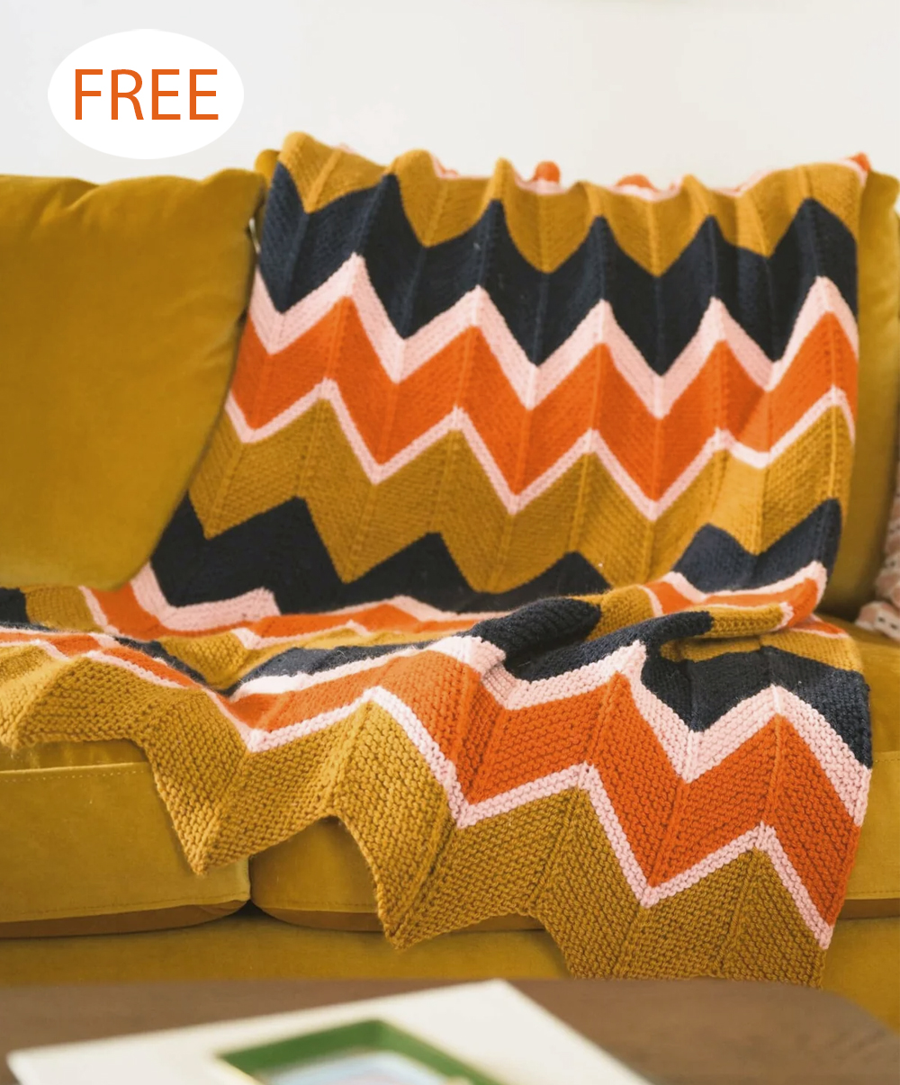 Free Reingold Ripple Afghan Zigzag Stripe Blanket Knitting Pattern