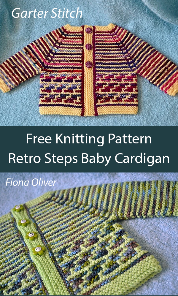 Retro Steps Baby Cardigan in Garter Stitch Free Knitting Pattern