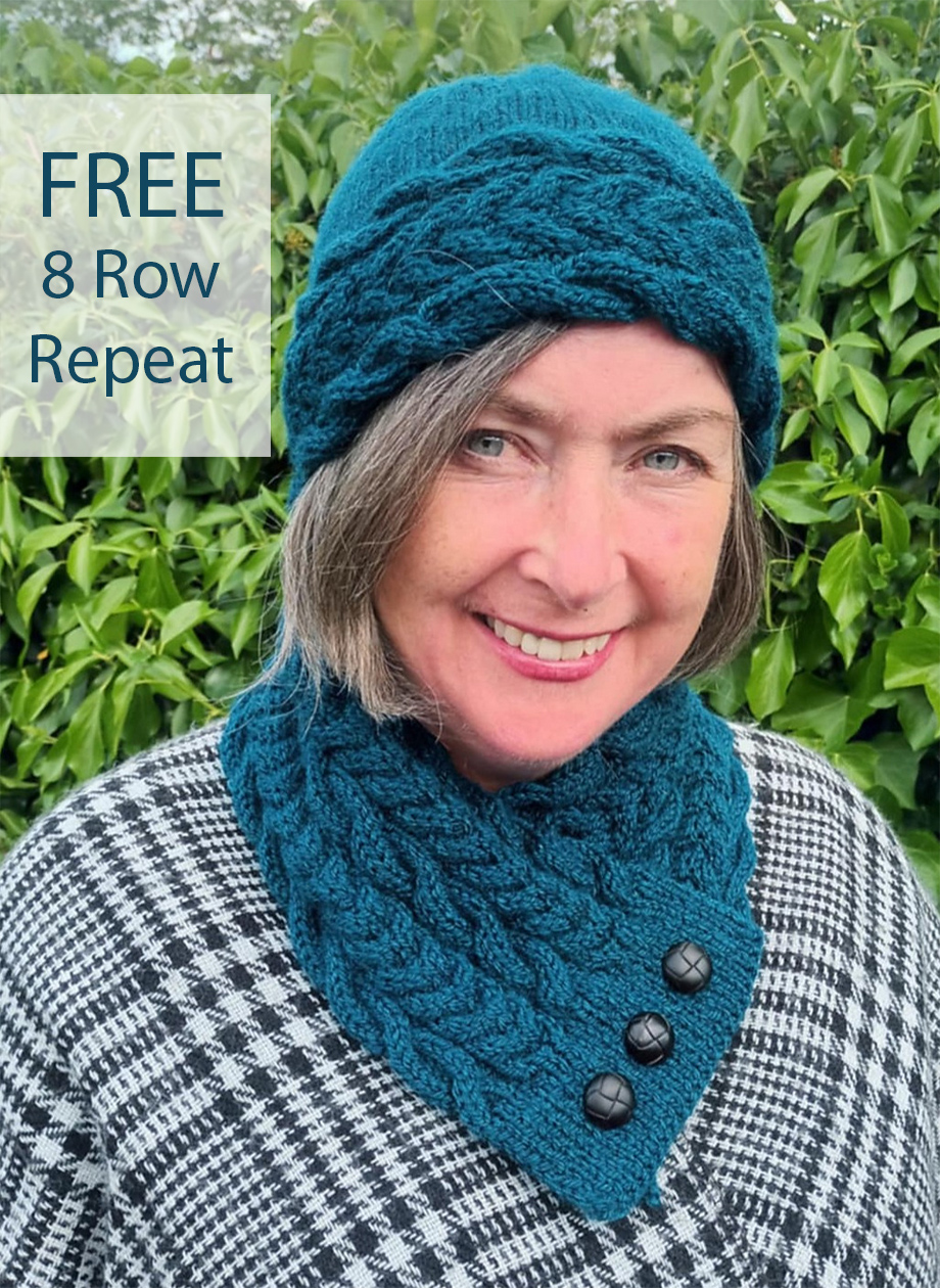 Free Cable and Return to the Forest Hat, Cowl Set Knitting Pattern Cable Set