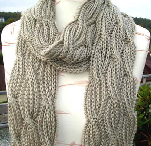 Free knitting pattern for Reversible Cabled Brioche Scarf and more cozy scarf knitting patterns