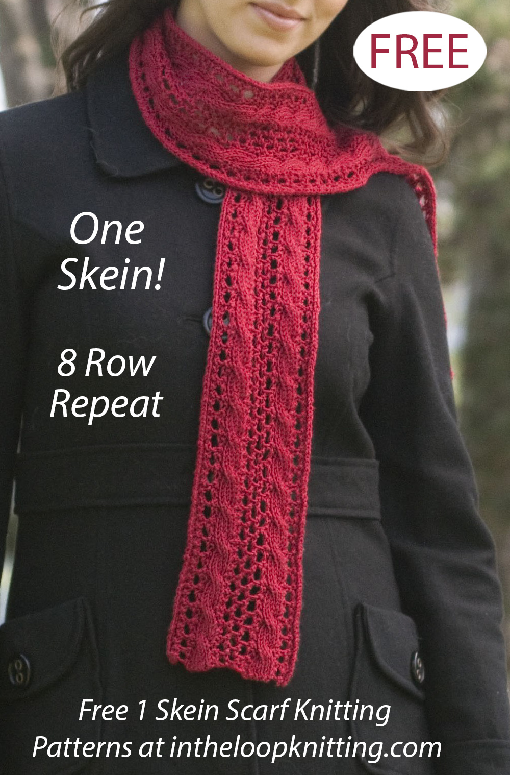 Free One Skein Reversible Eyelet Cable Scarf  Knitting Pattern