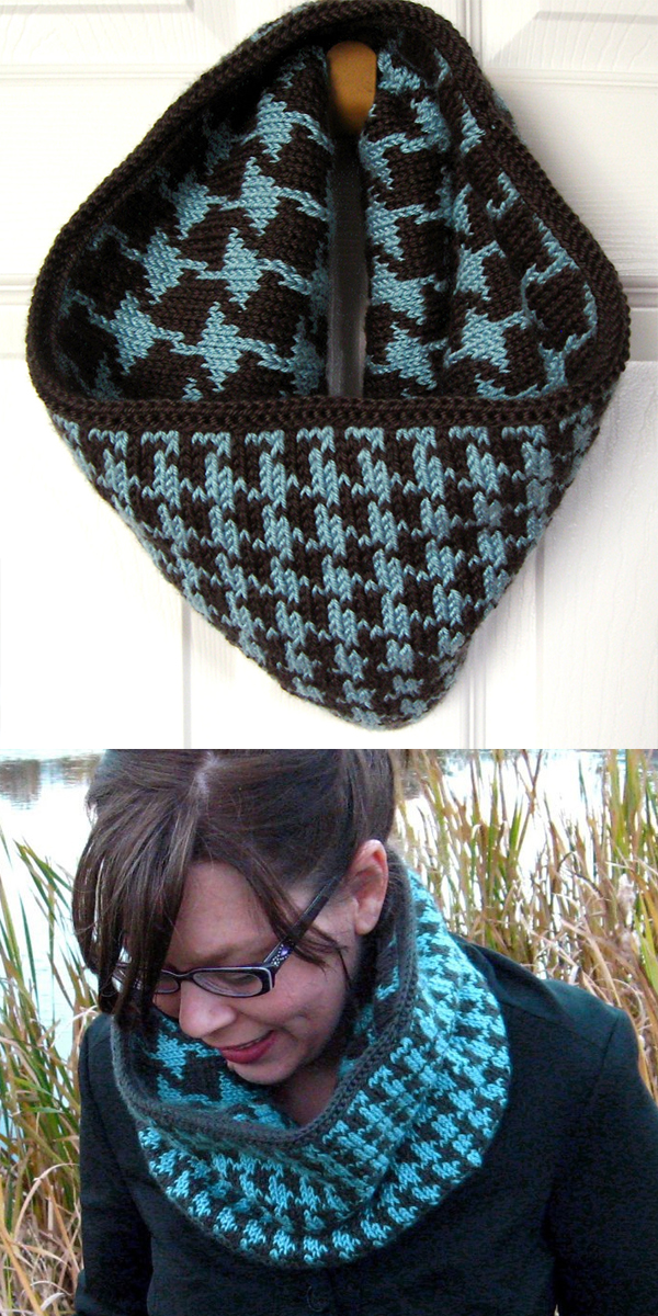 Knitting Pattern for Reversible Houndstooth Cowl