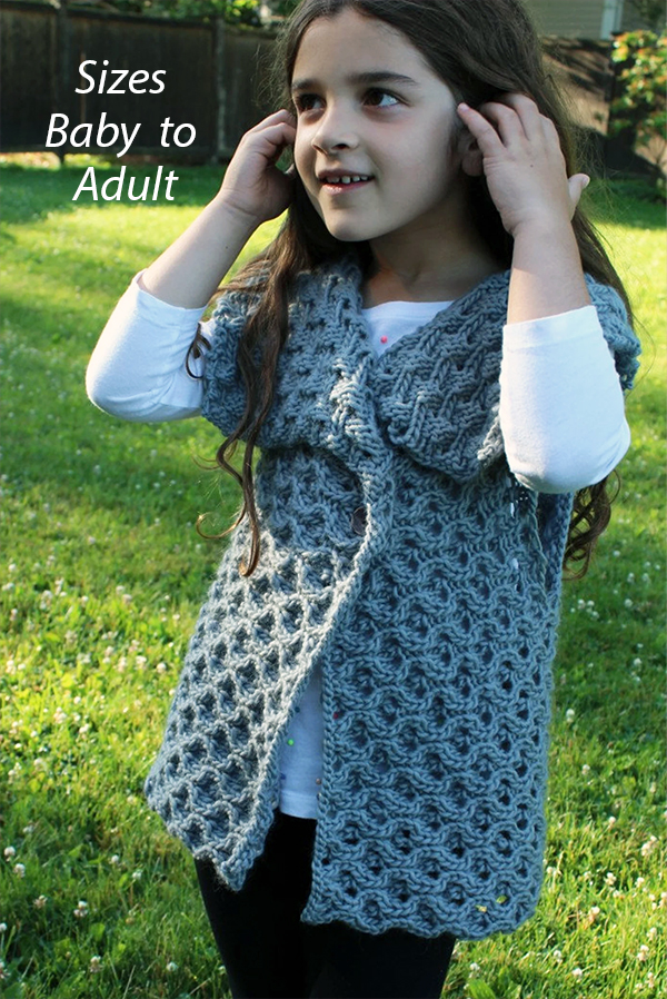  Reversible Wrap Vest Knitting Pattern for Babies and Children