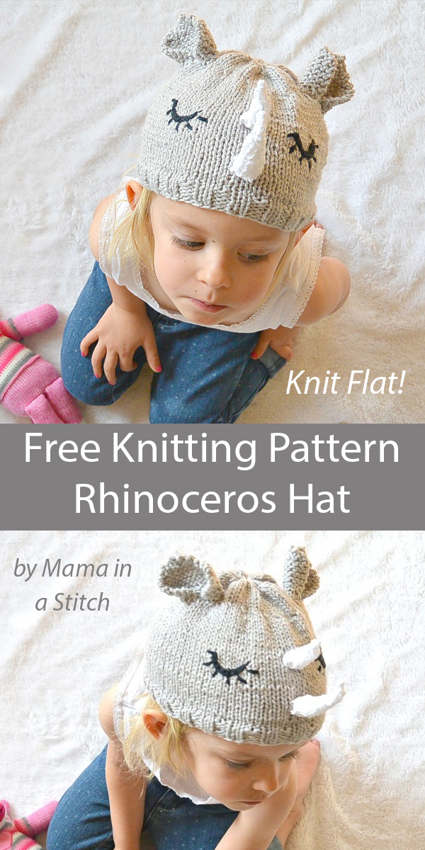 Free Rhinoceros Hat Knitting Pattern Stripes & Eyelets Urban Blanket