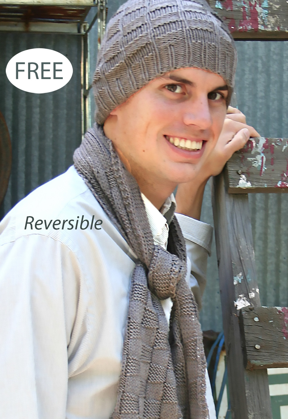 Free Rhombus Seamen's Scarf and Hat Knitting Pattern