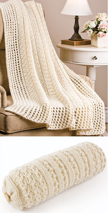 Knitting Pattern for Easy Rib Afghan and Bolster